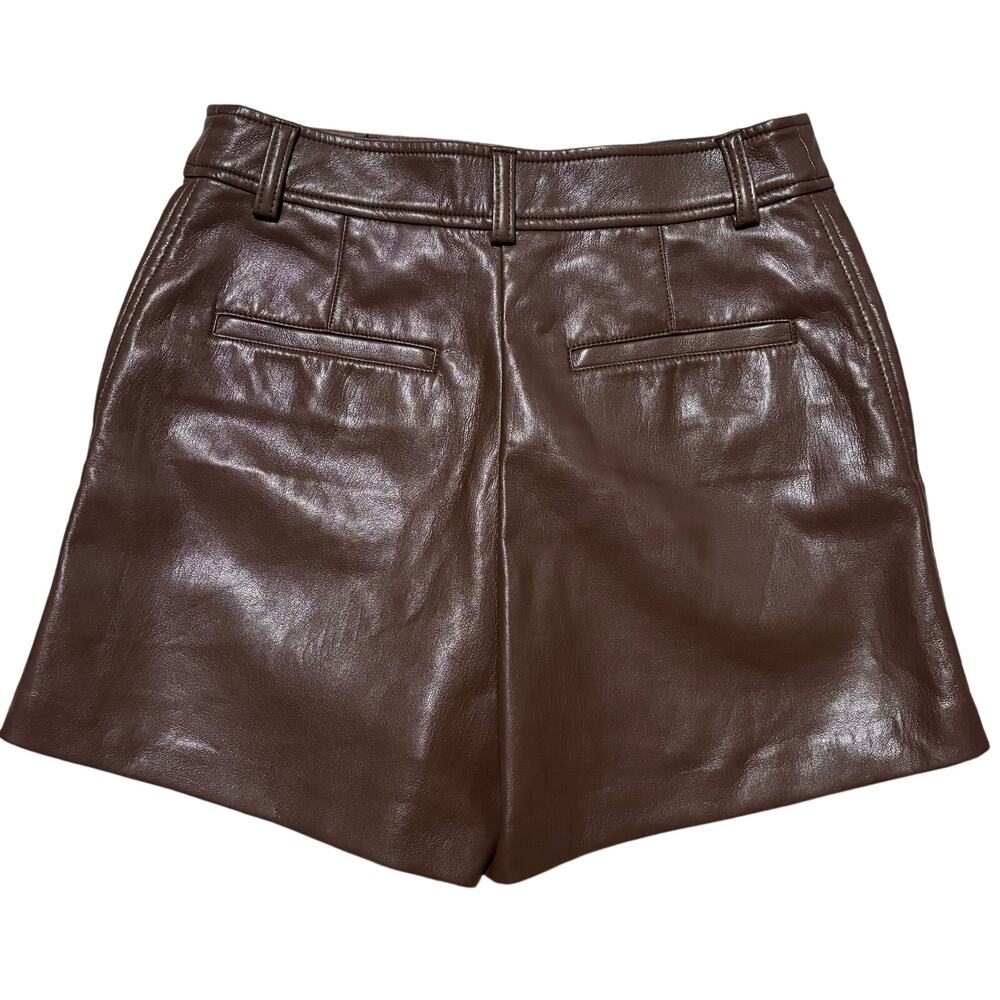 Aritzia Babaton Faux Leather Dark Chocolate Brown Shorts Women’s Size 4 - Picture 3 of 7